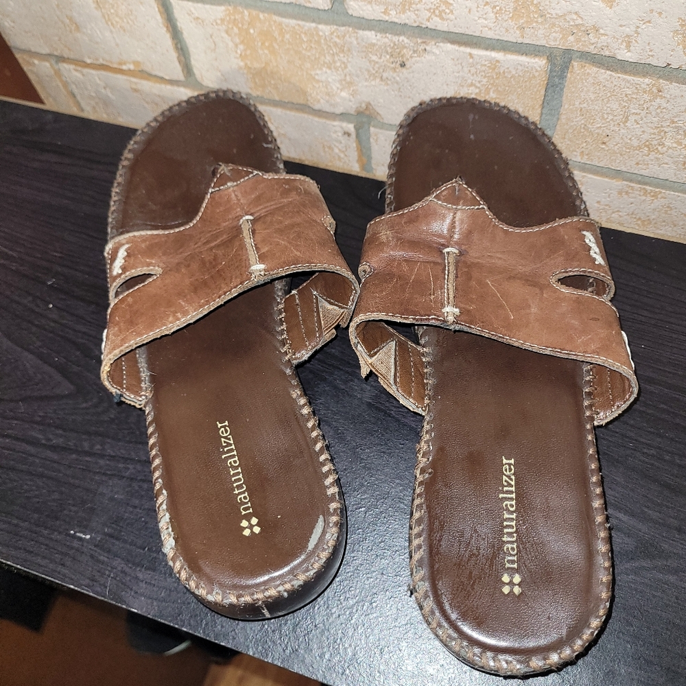 Naturalizer Brown Leather Sandals - Women's Size 8 1/2